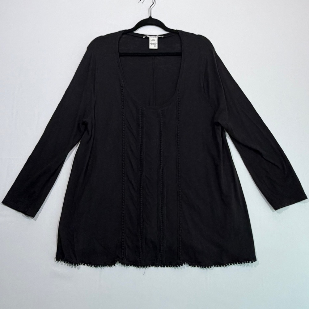 American Rag Shirt Women's 3X Black Lace Slub‎ Tunic Top Whimsygoth Boho